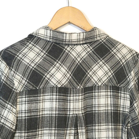 Anthropologie Cloth & Stone Plaid Romper Relaxed Fit Soft Casual Gray White S - Picture 9 of 14